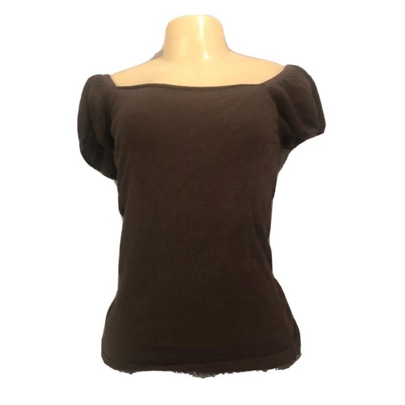 🔥5/$30 Elie Tahari Sz M Women Off Shoulder Shirt - Picture 3 of 3